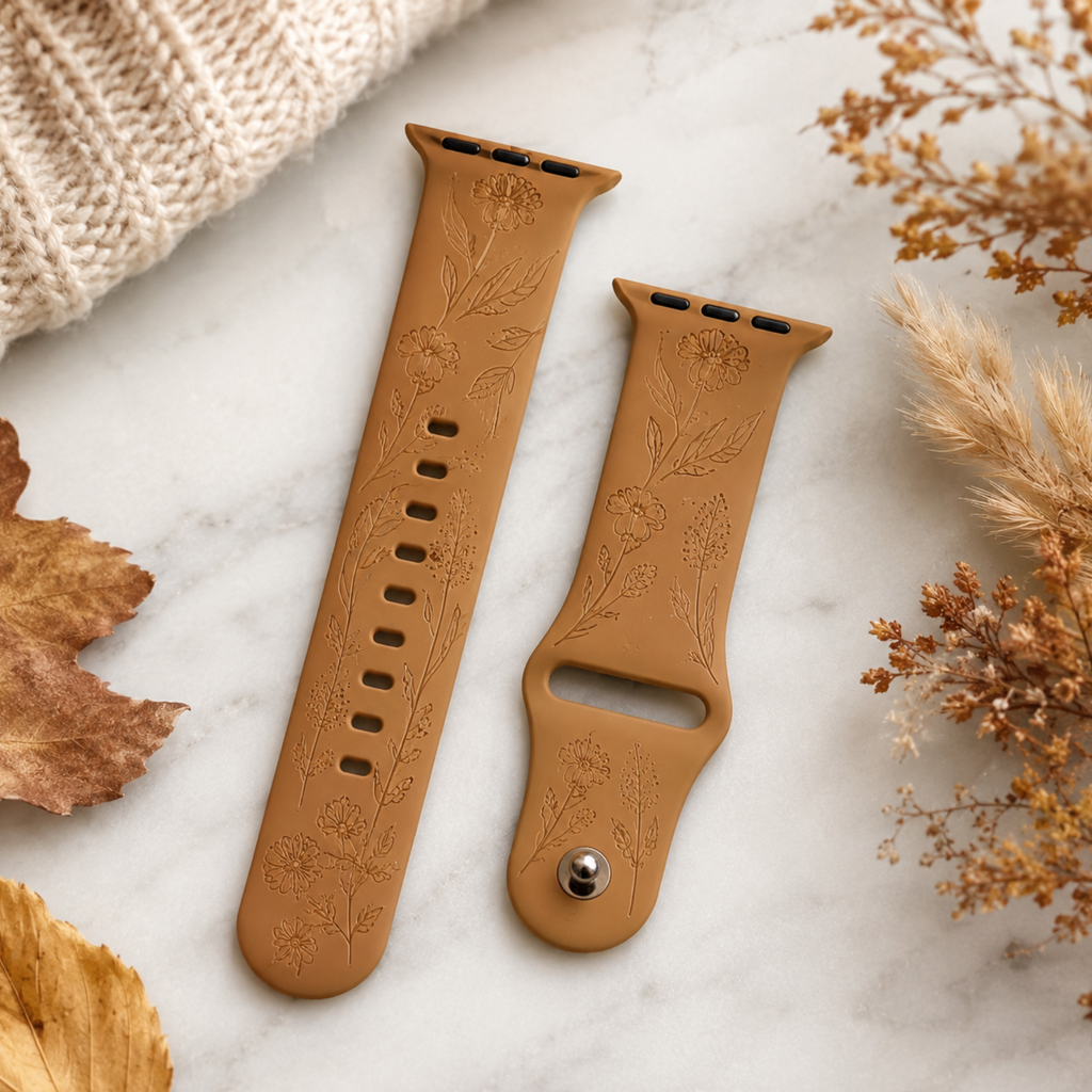 Fall Floral Engraved Watch Band