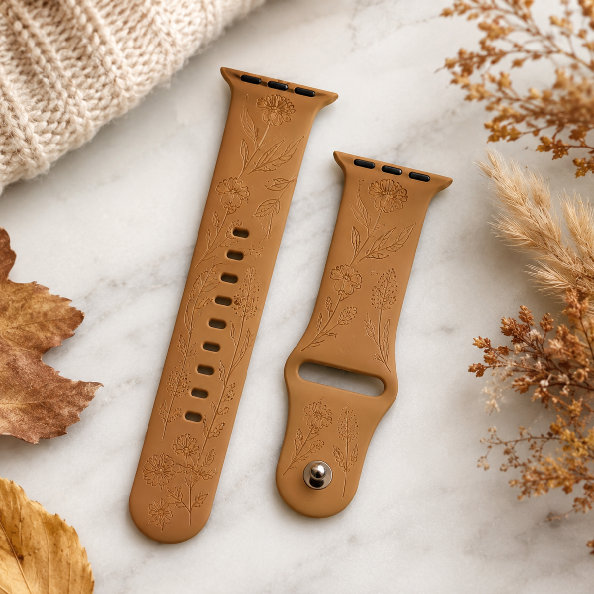 Fall Floral Engraved Watch Band