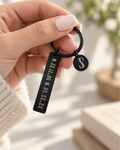 Personalized Coordinate Keychain with Initial Charm