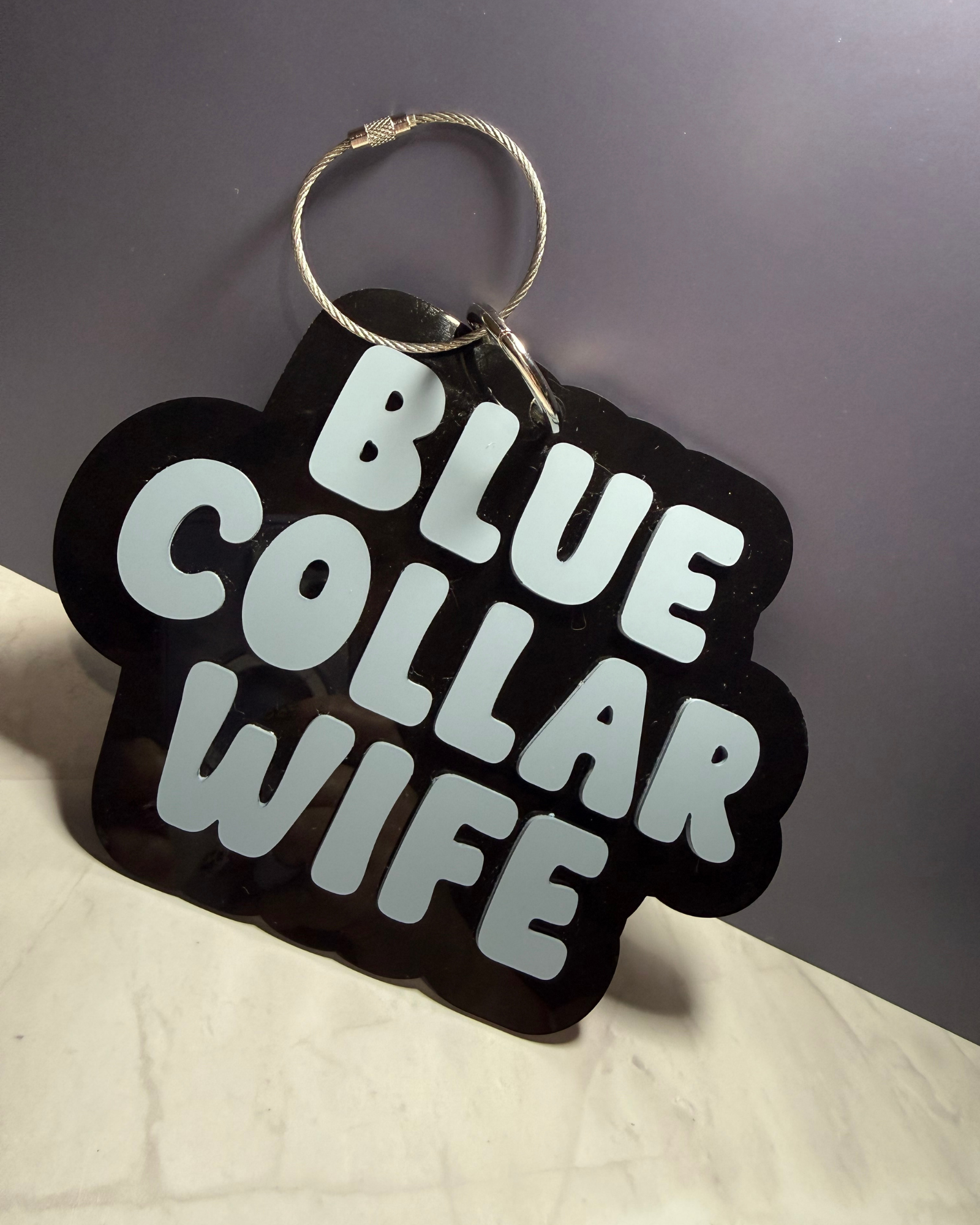 Blue Collar Wife Large Acrylic Car Charm